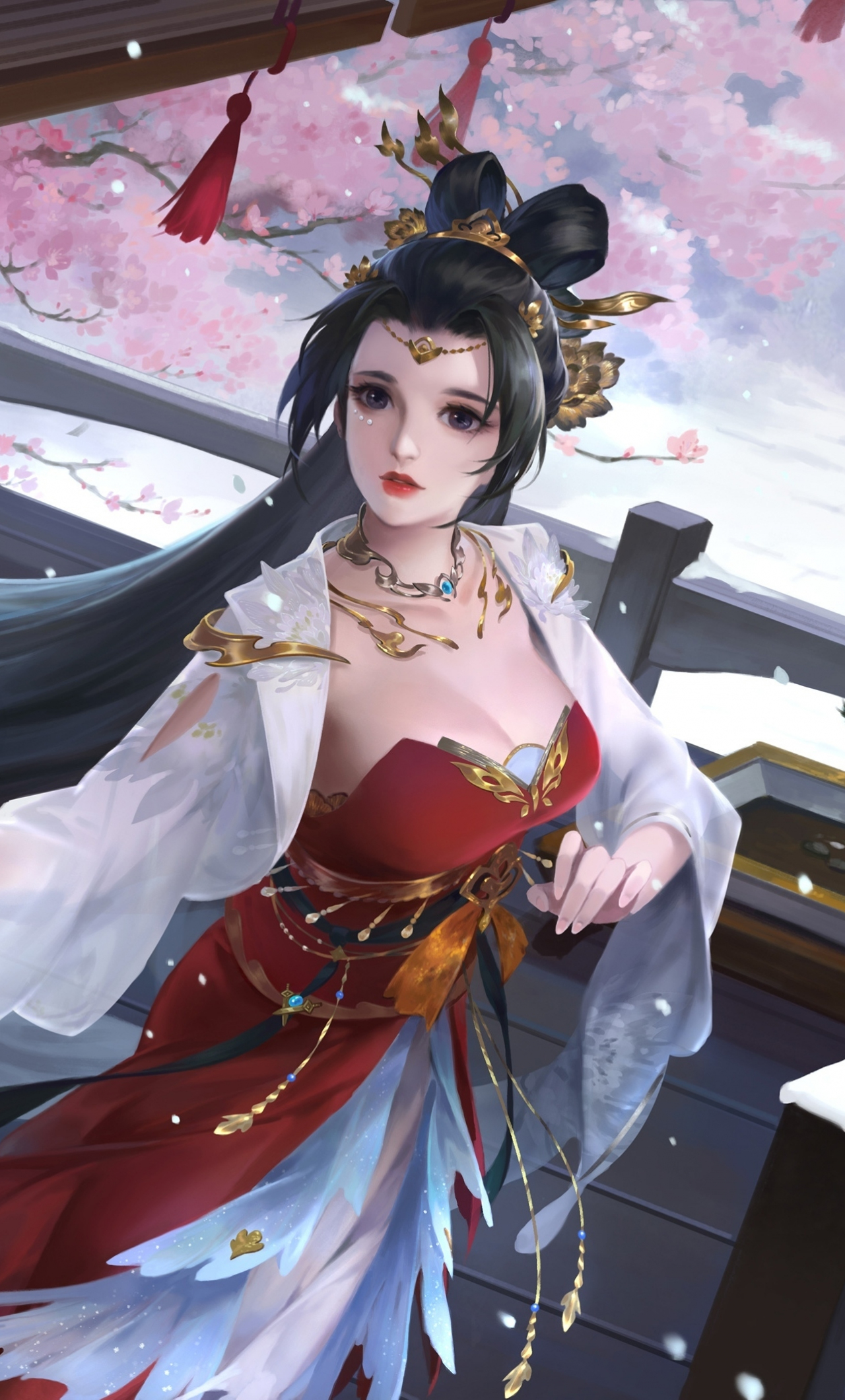 Blossom, beautiful queen, LOL game art, 1280x2120 wallpaper