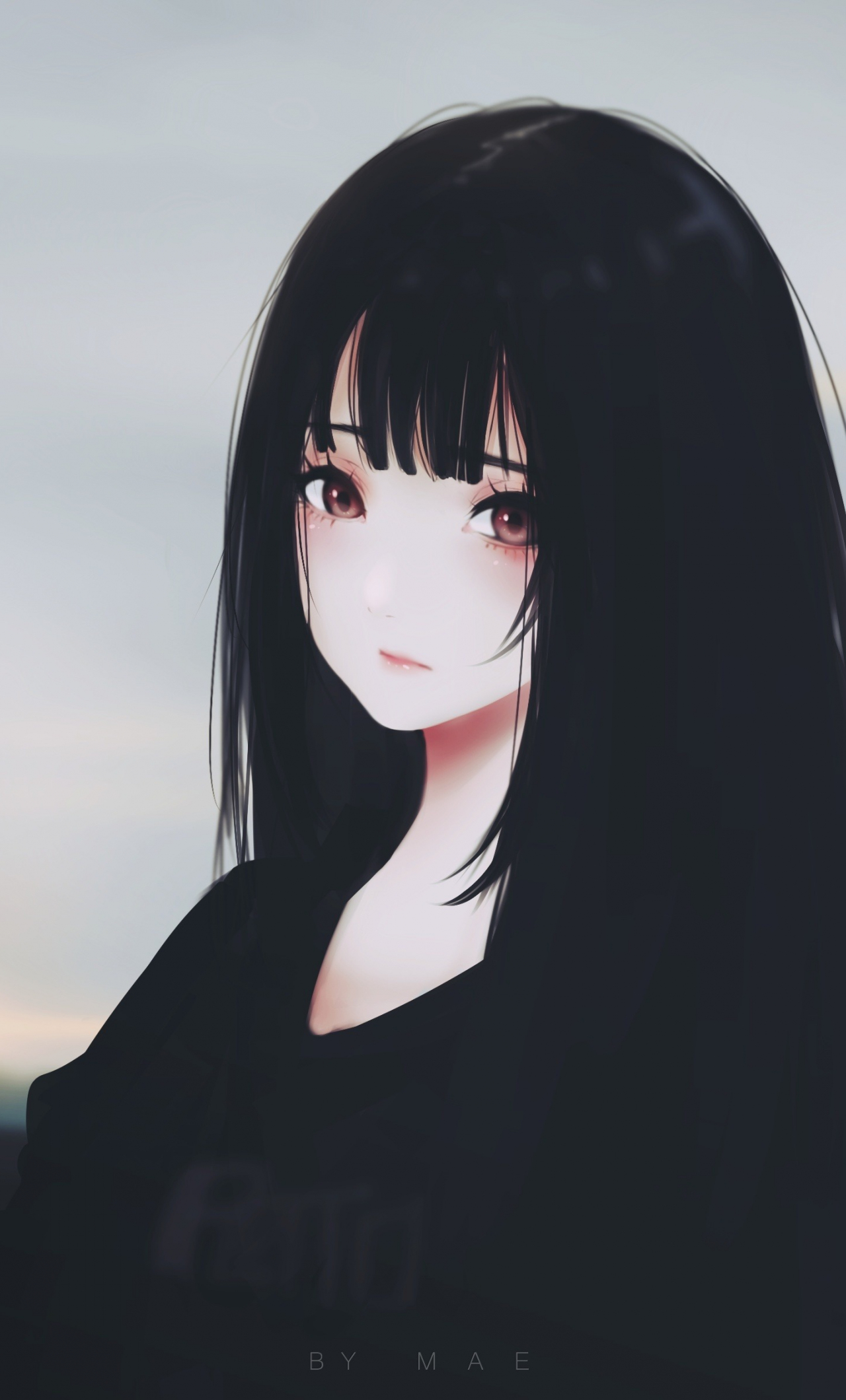 Cute anime girl in a hoodie illustration wall art - TenStickers