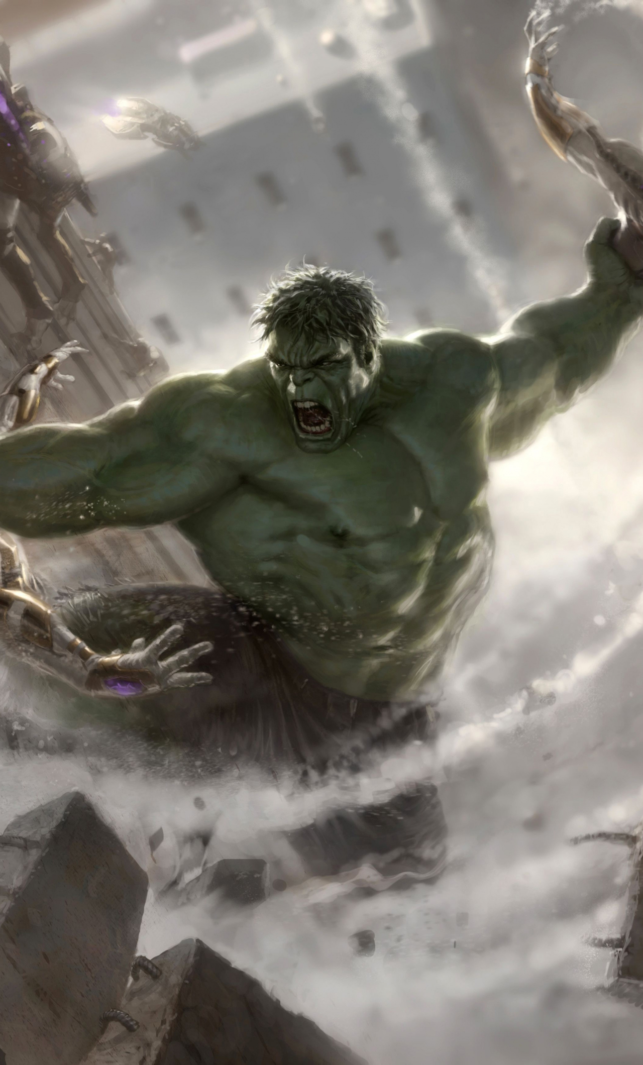 Download wallpaper 1280x2120 angry hulk and robots, avengers: age of  ultron, art, iphone 6 plus, 1280x2120 hd background, 15865