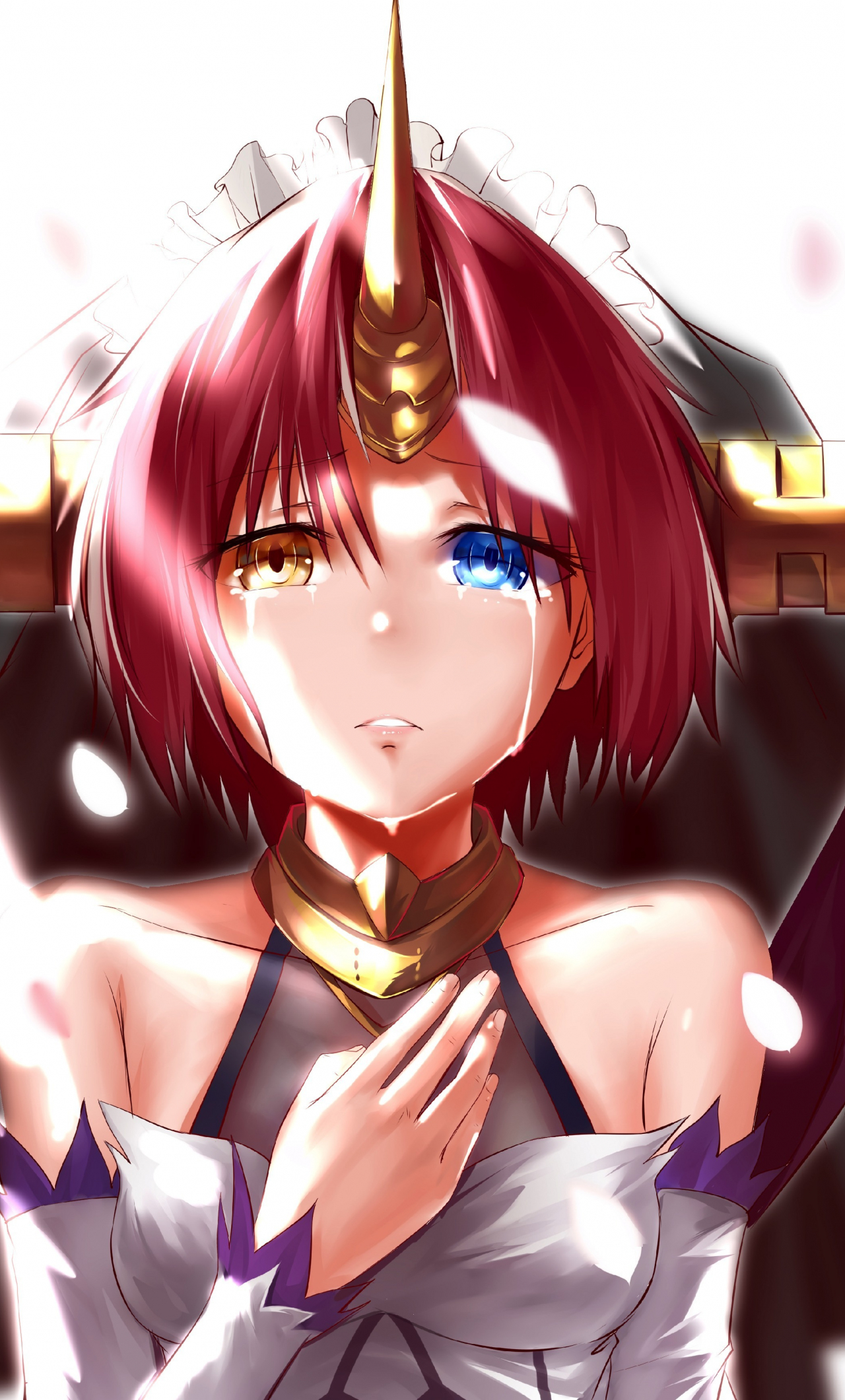 Download 1280x2120 Wallpaper Red Head Anime Girl Crying Fate