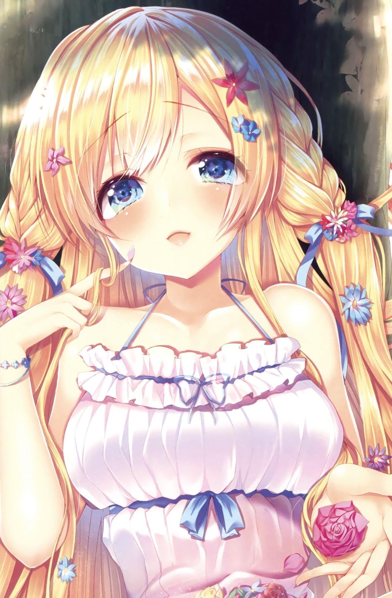 Download 1280x2120 Wallpaper Blonde Anime Girl Beautiful Blue