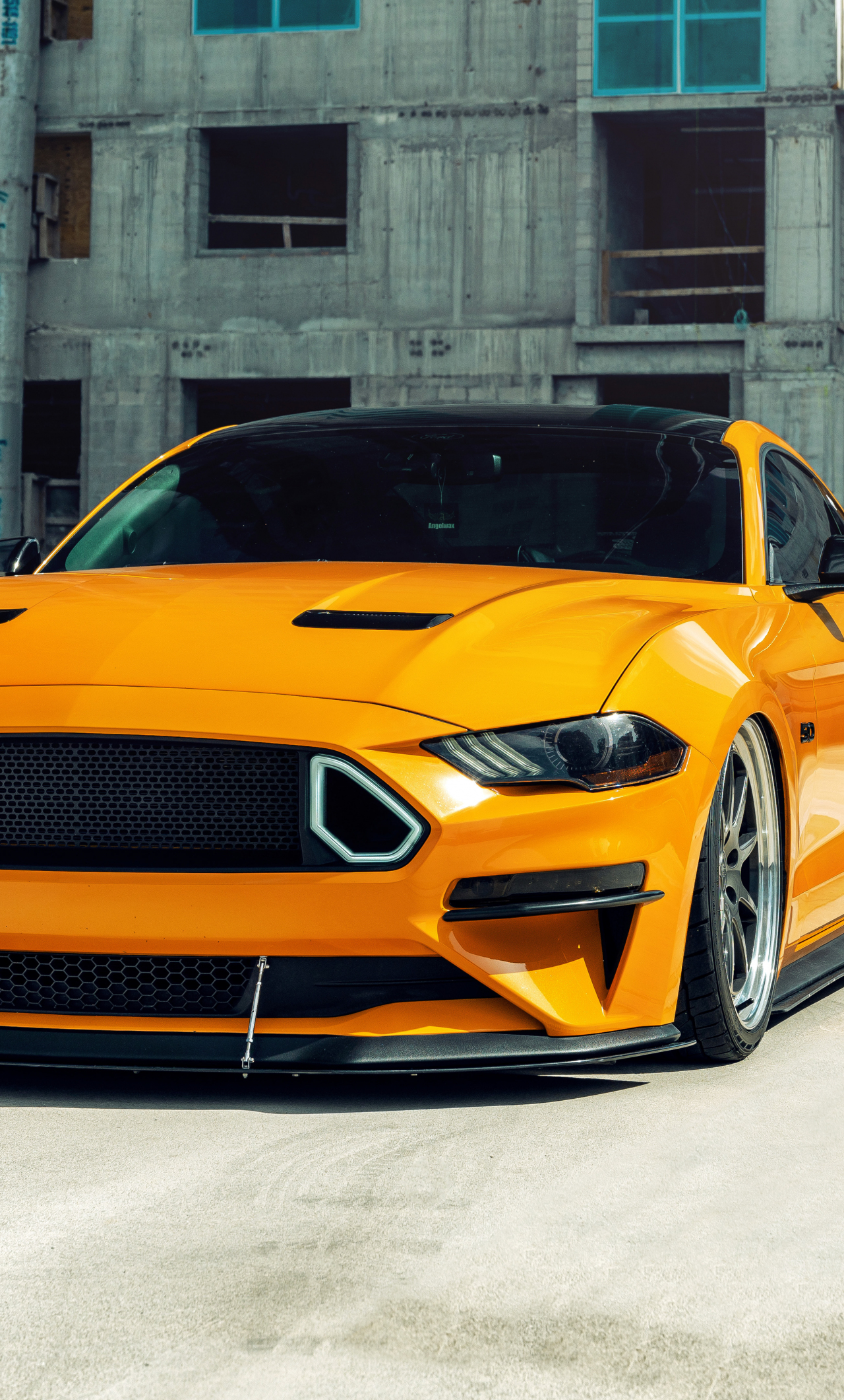 Yellow Ford Mustang GT, 2020, 1280x2120 wallpaper