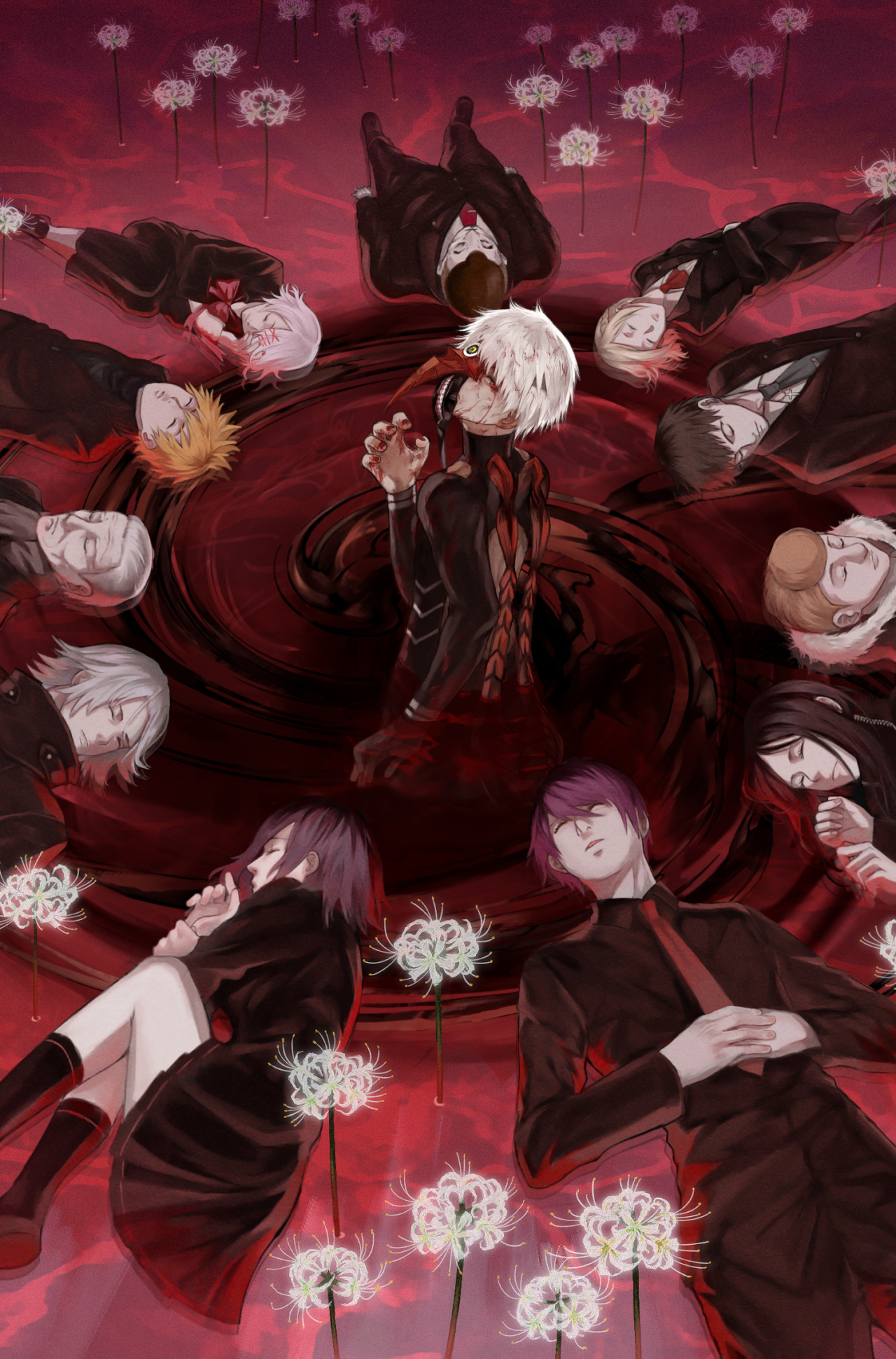 Download wallpaper 1280x2120 tokyo ghoul, anime, all characters, iphone 6  plus, 1280x2120 hd background, 7037