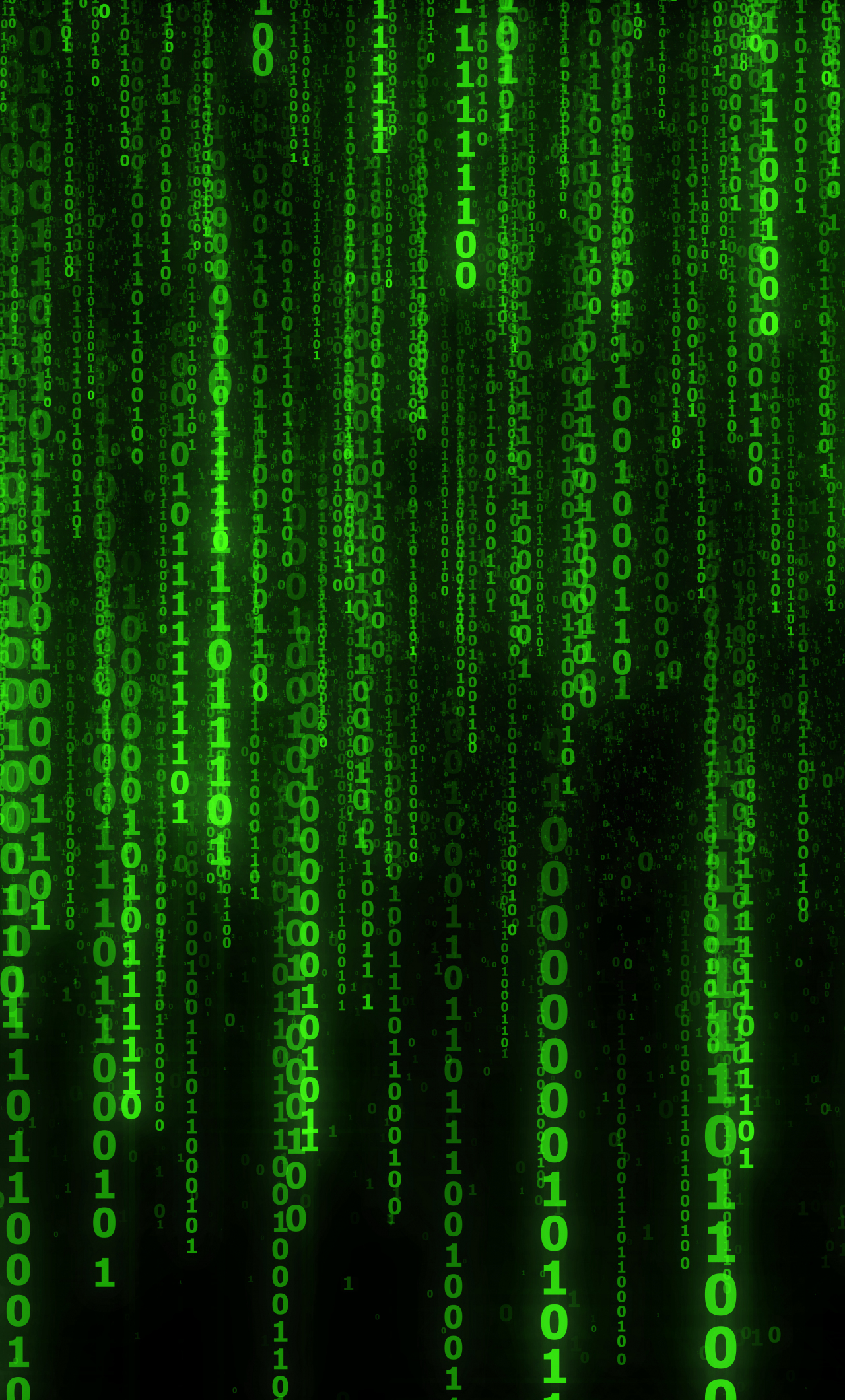 Matrix code, numbers, green, 1280x2120 wallpaper