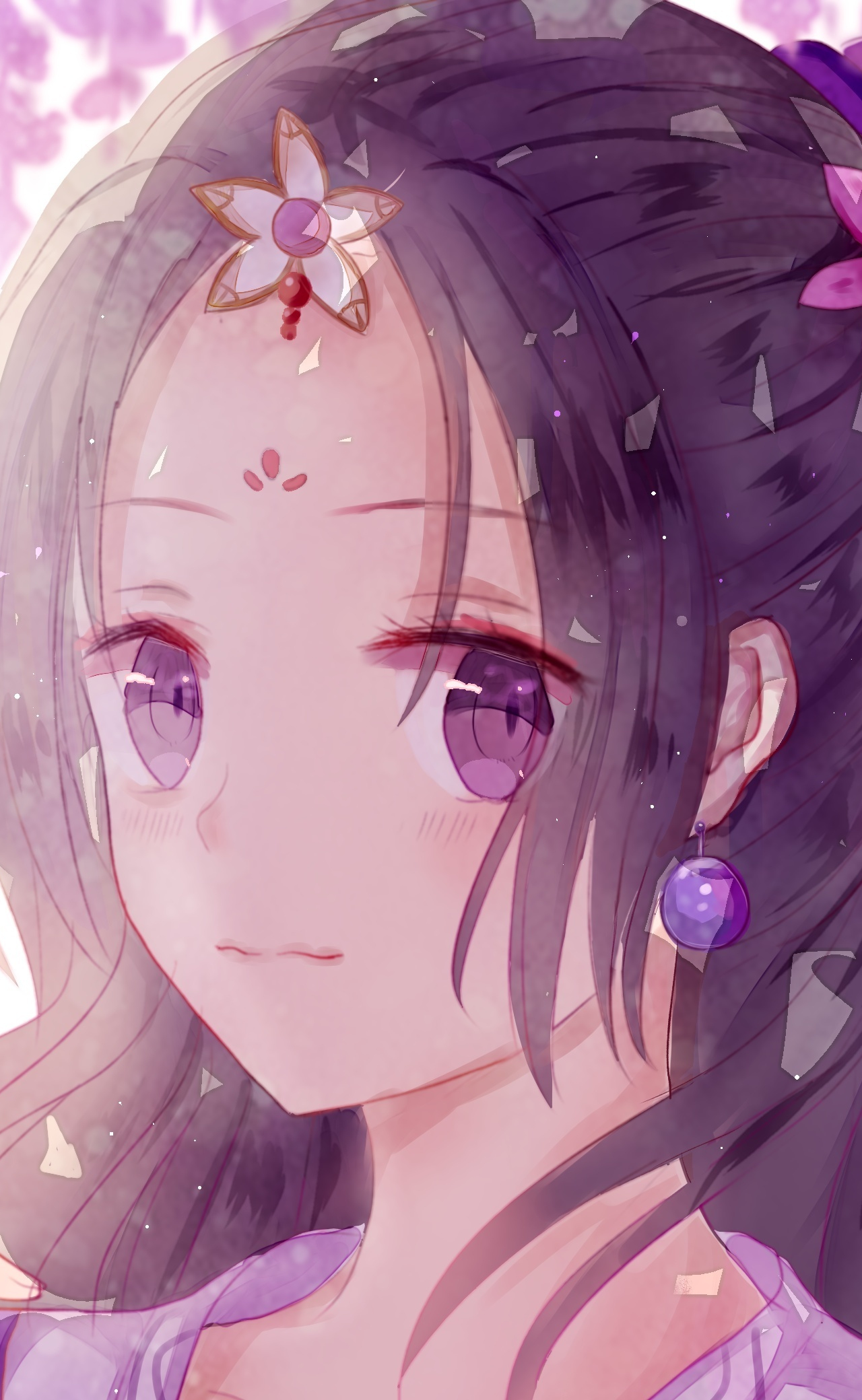 Download 1280x2120 Wallpaper Beautiful Anime Girl Purple Eyes