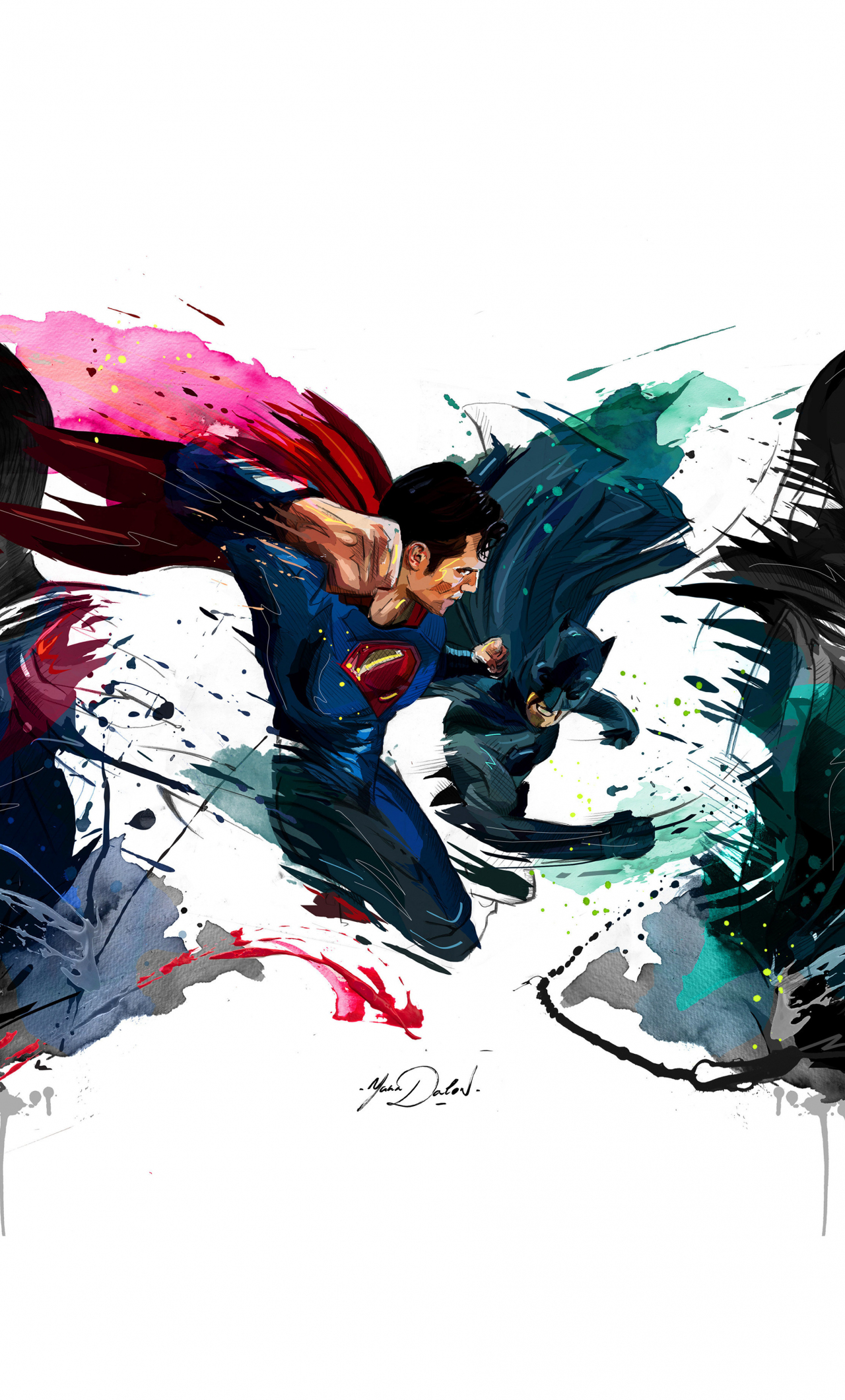Batman vs superman, 4k, sketch artwork, 1280x2120 wallpaper