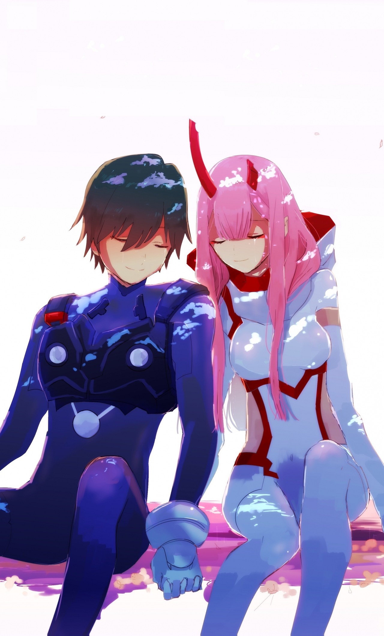 Download 1280x2120 Wallpaper Hiro And Zero Two Couple Anime Iphone 6 Plus 1280x2120 Hd Image Background 7159