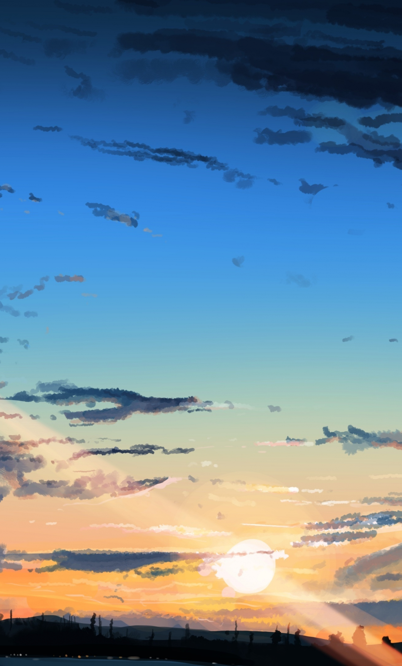 Download 1280x2120 Wallpaper Sunset Sky Anime Clouds Original Iphone 6 Plus 1280x2120 Hd Image Background 4506