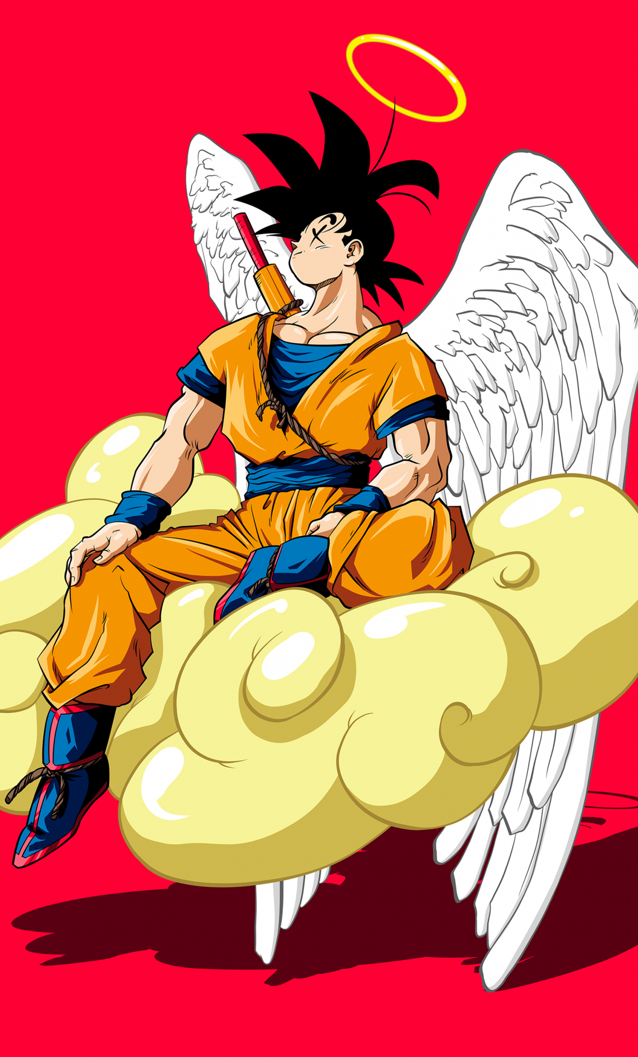 Angel son Goku, dragon ball, anime, fan art, 1280x2120 wallpaper