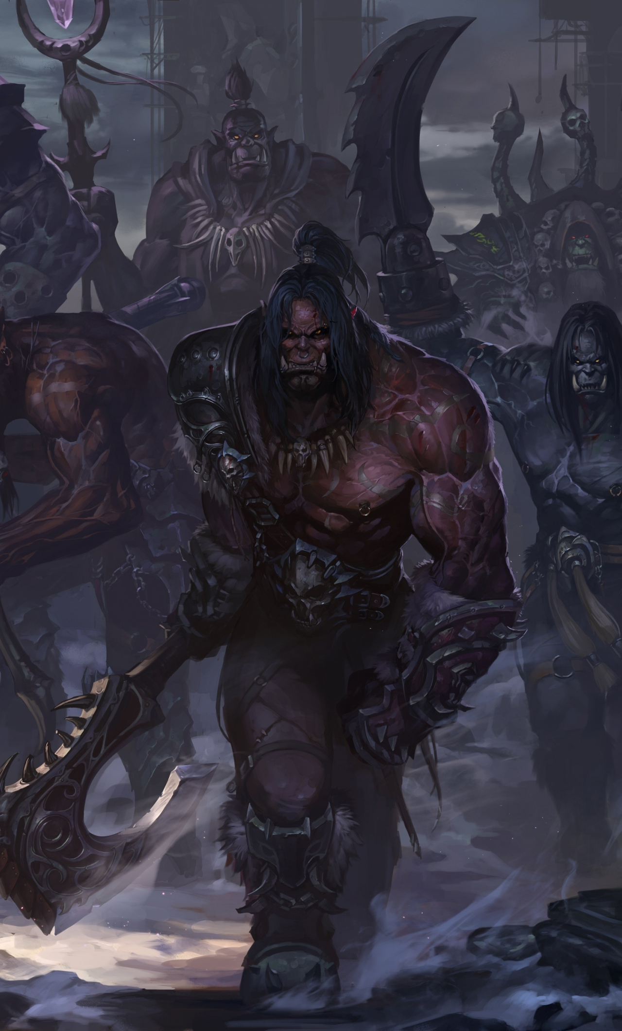 World of Warcraft, orks, warrior, art, 1280x2120 wallpaper