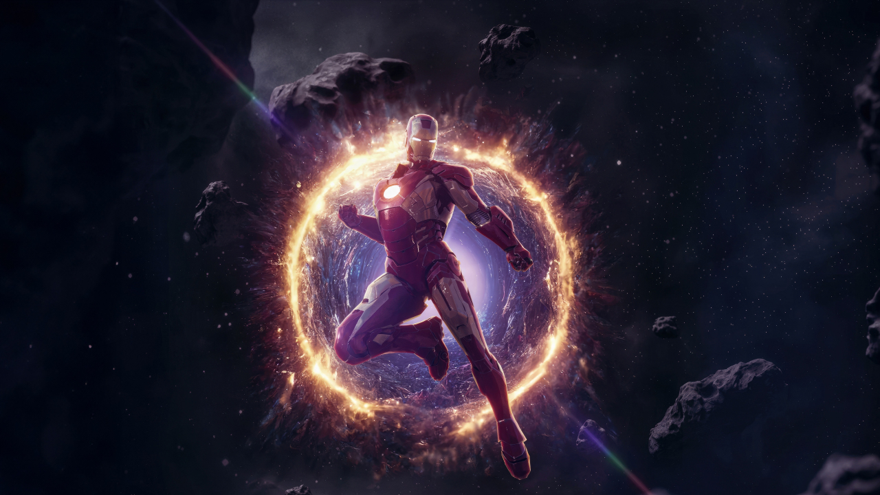 Iron man through the wormhole, space, 1280x720 wallpaper
