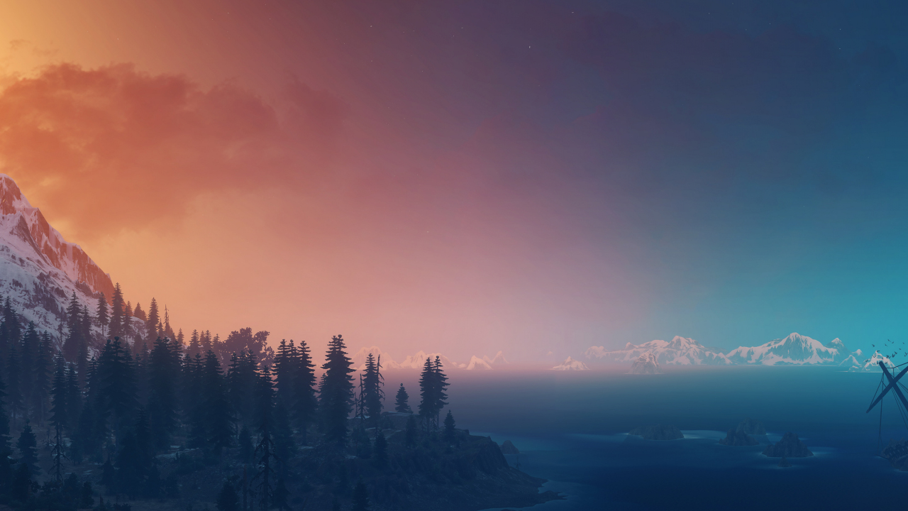The Witcher 3: Wild Hunt, landscape, panorama, sky, 1280x720 wallpaper