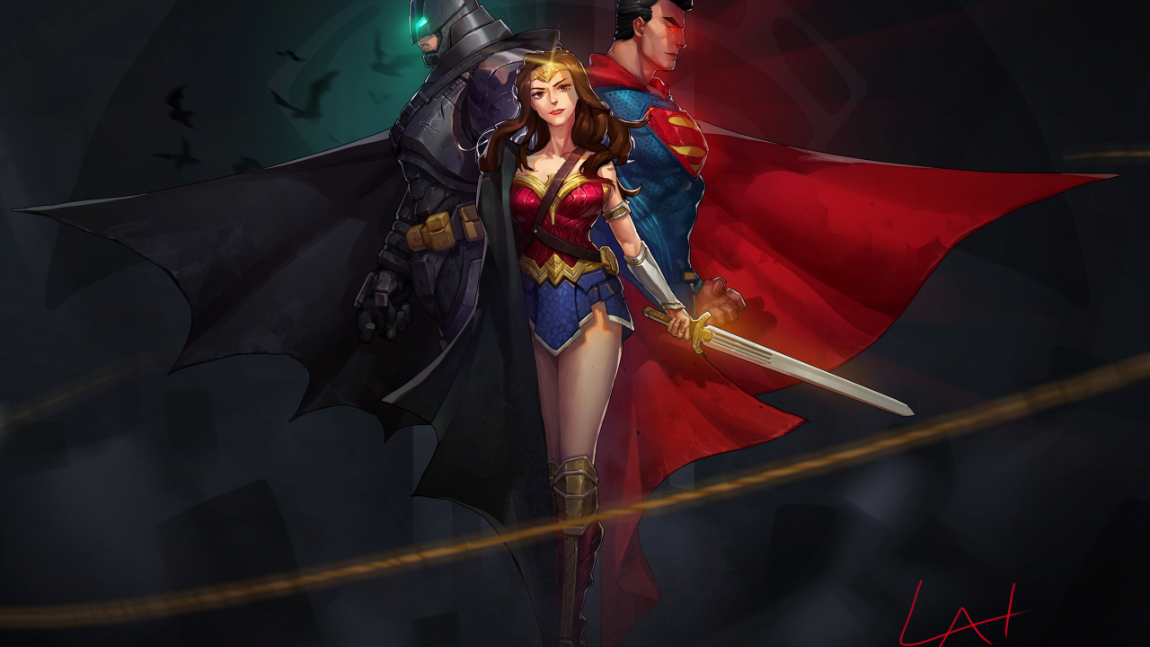 Fanart, Justice League, guardian, Superheroes, wonder woman, batman, superman, 1280x720 wallpaper