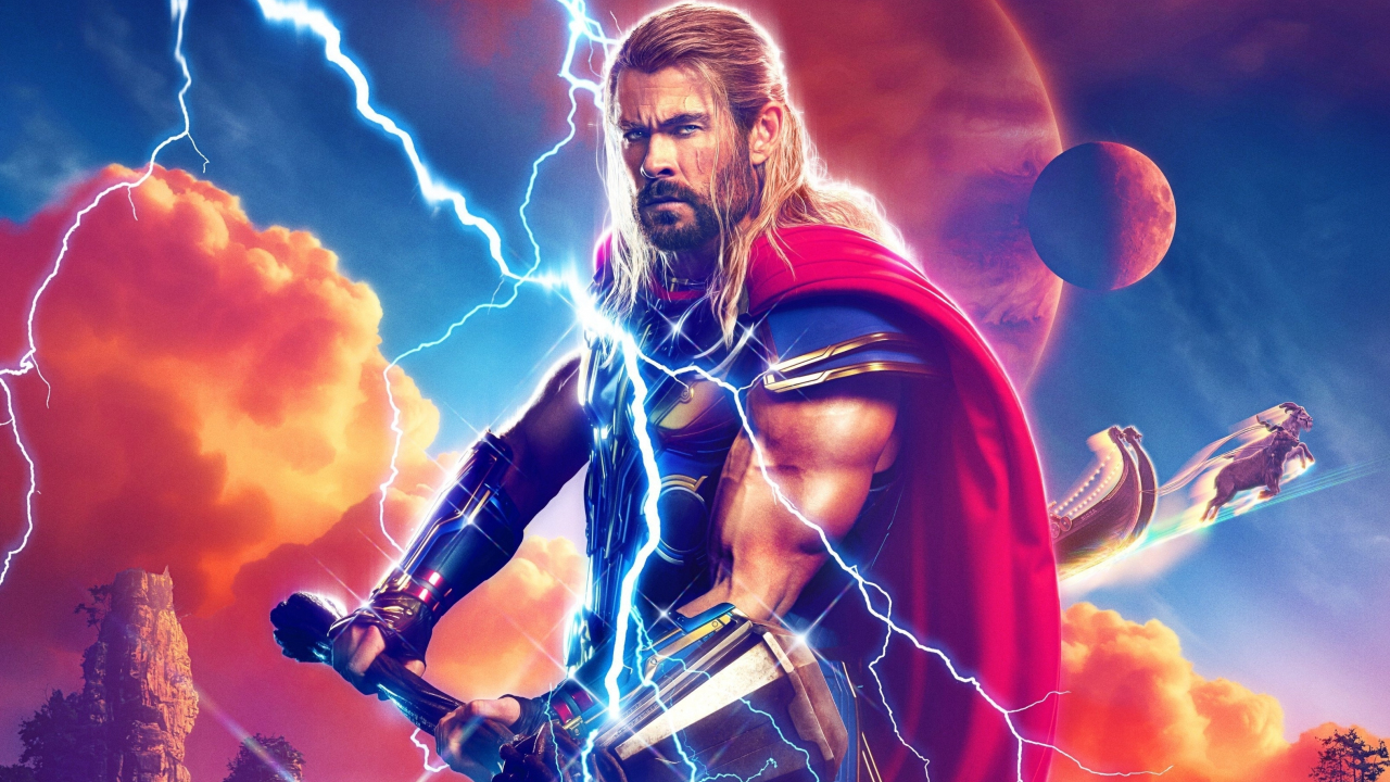 Download wallpaper 1280x720 thor: love and thunder, movie poster ...