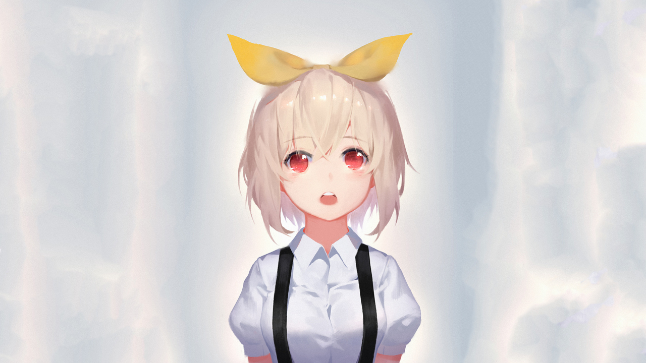 Cute, anime girl, short hair, curious, artwork, 1280x720 wallpaper