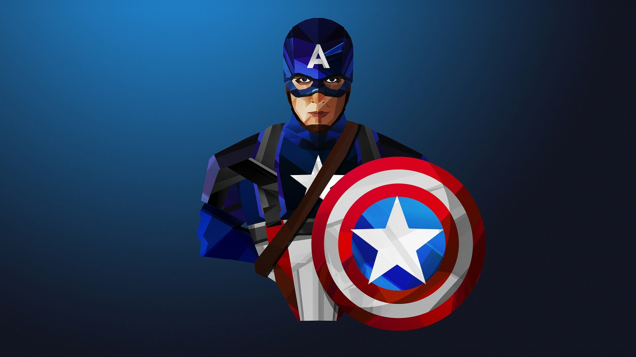 Download wallpaper 1280x720 captain america, artwork, low poly, hd, hdv