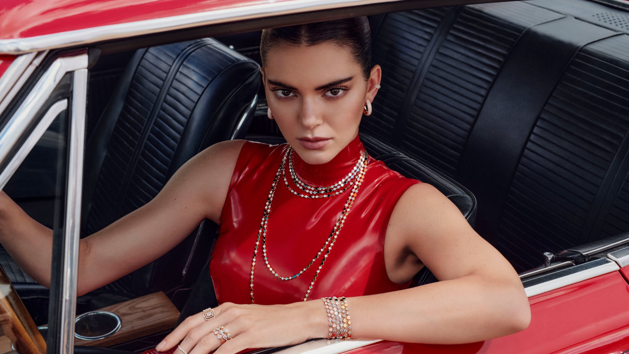 2023 Kendall Jenner, Messika Campaign, red, 1280x720 wallpaper