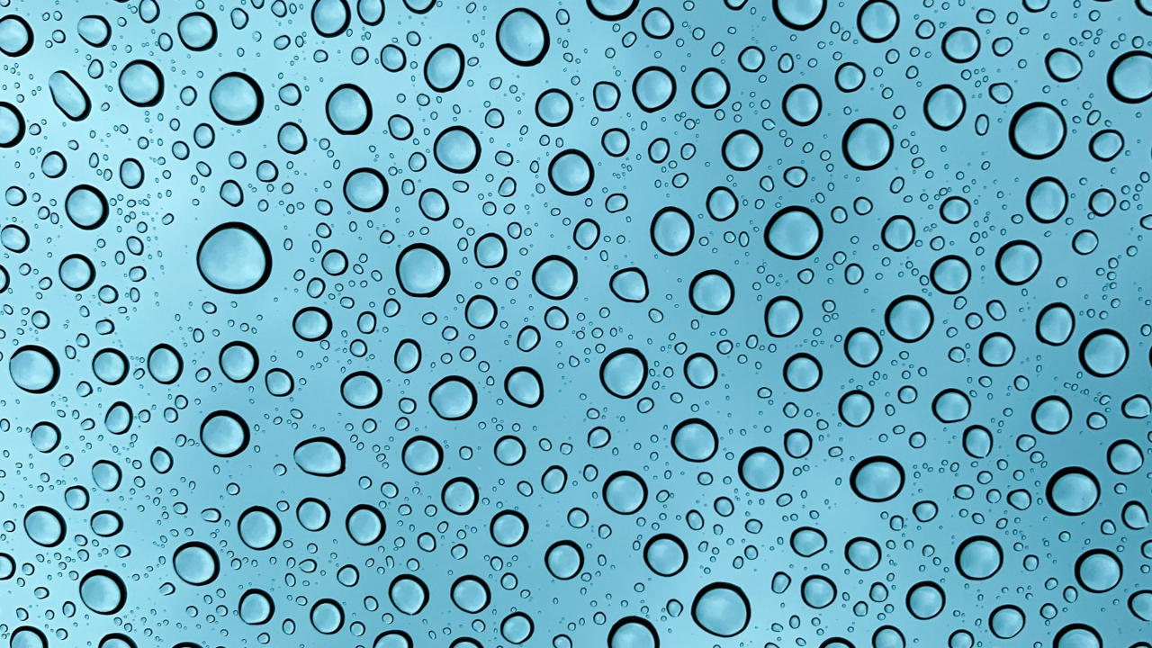 Download wallpaper 1280x720 droplets, bluish glass texture, water, hd