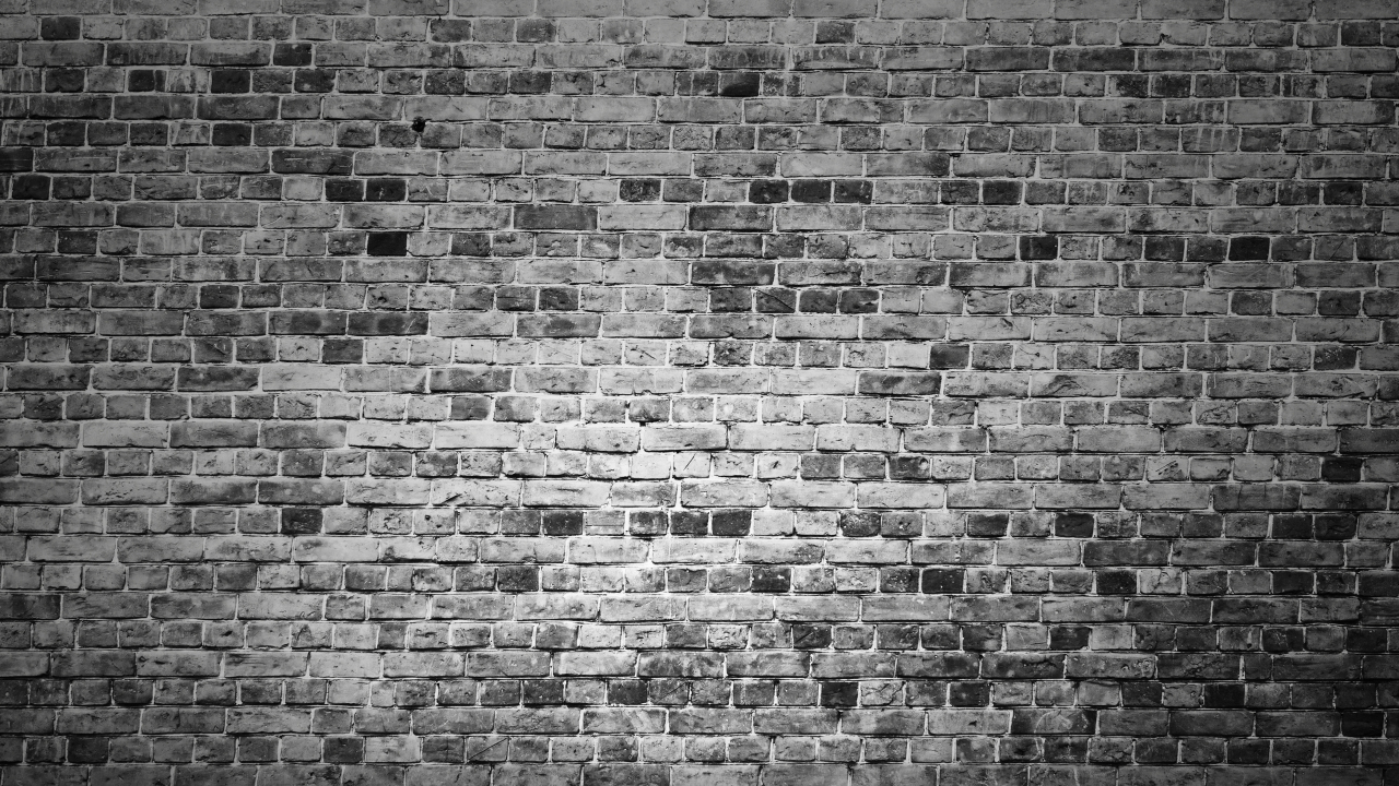 Download 1280x720 wallpaper brick wall, black and white ...