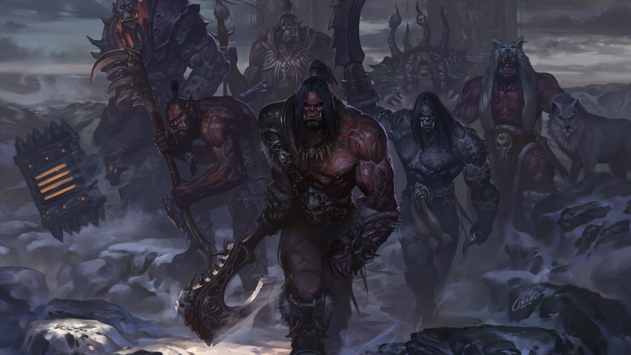 World of Warcraft, orks, warrior, art, 1280x720 wallpaper