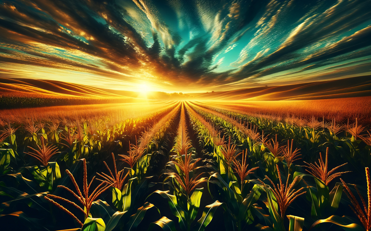 Download wallpaper 1280x800 corn farm, landscape, sunset, art, full hd ...