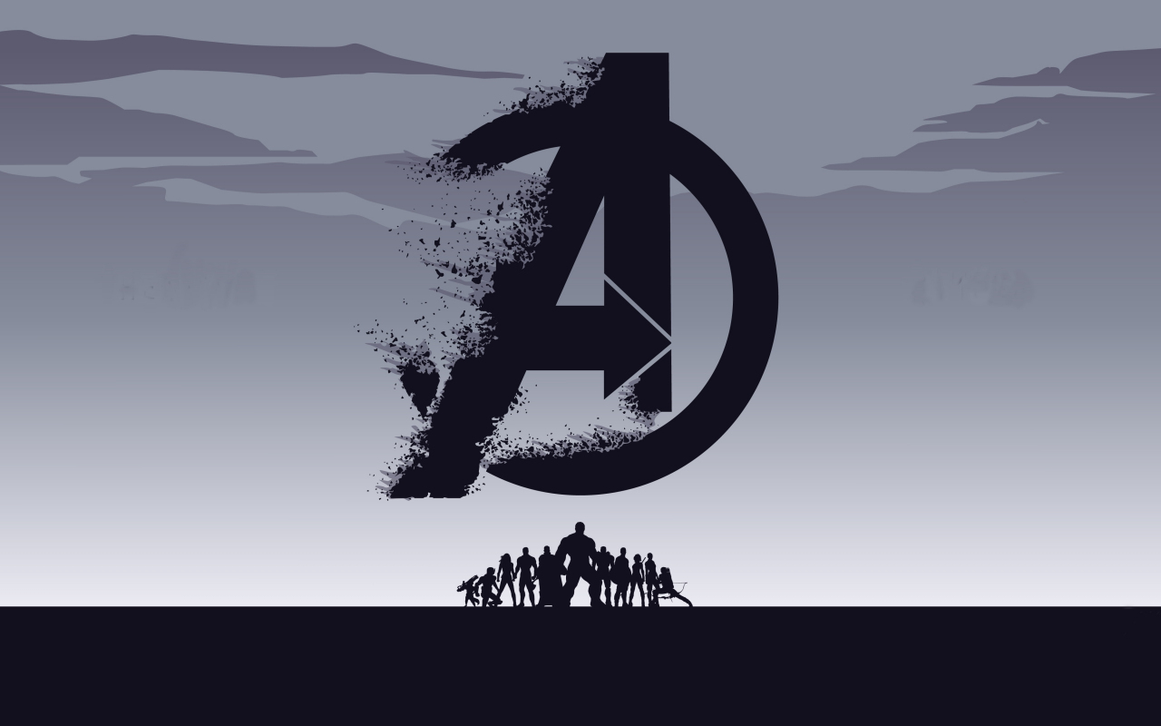 2019 movie, Avengers: Endgame, minimal, silhouette, art, 1280x800 wallpaper