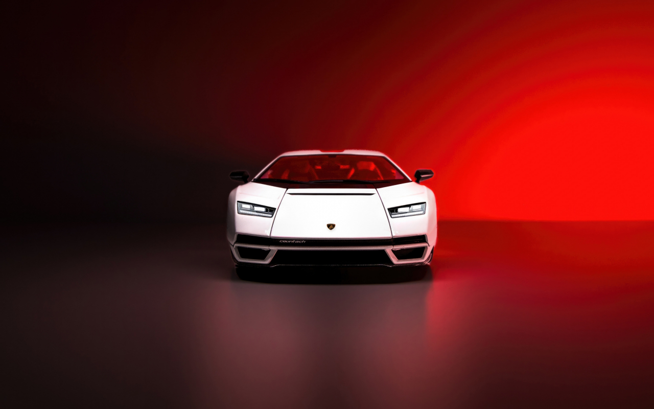 Download Wallpaper 1280x800 Lamborghini Countach Front View Of A White