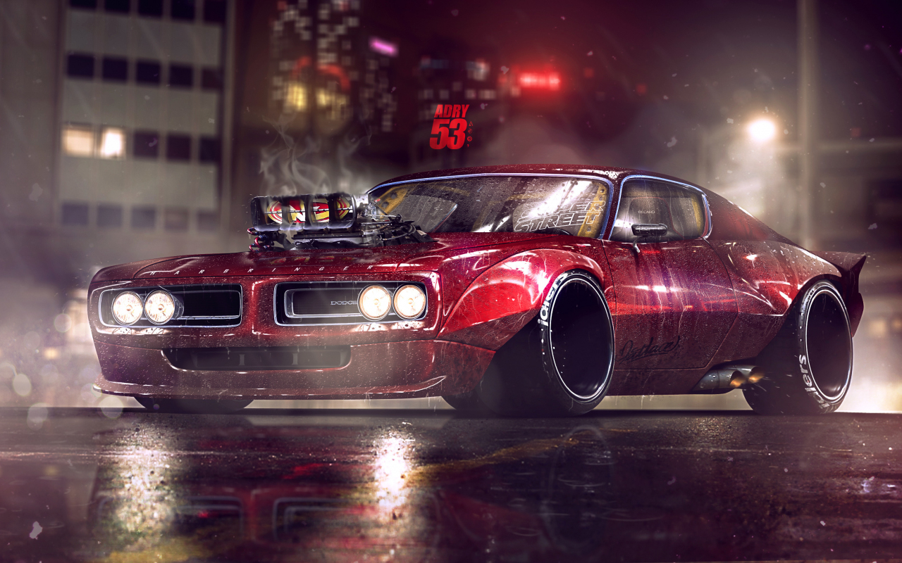 Download 1280x800 Wallpaper Dodge Charger Muscle Car Artwork