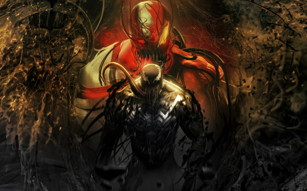 Venom, dark and Cold carnage, villain war, 1280x800 wallpaper
