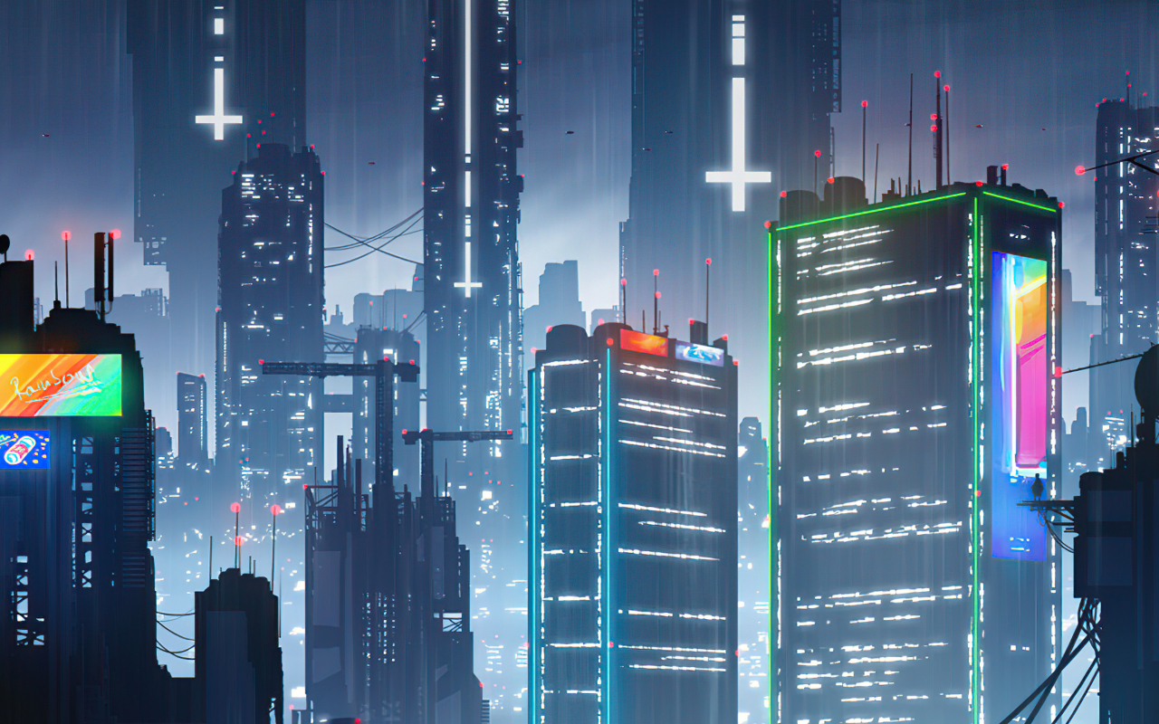The Proximity, fantasy, cyber city, art, 1280x800 wallpaper