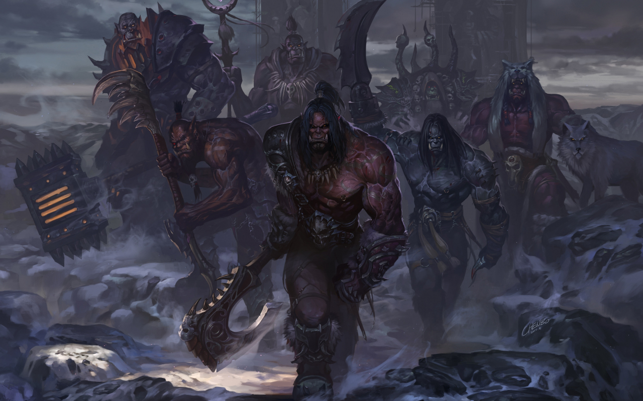 World of Warcraft, orks, warrior, art, 1280x800 wallpaper