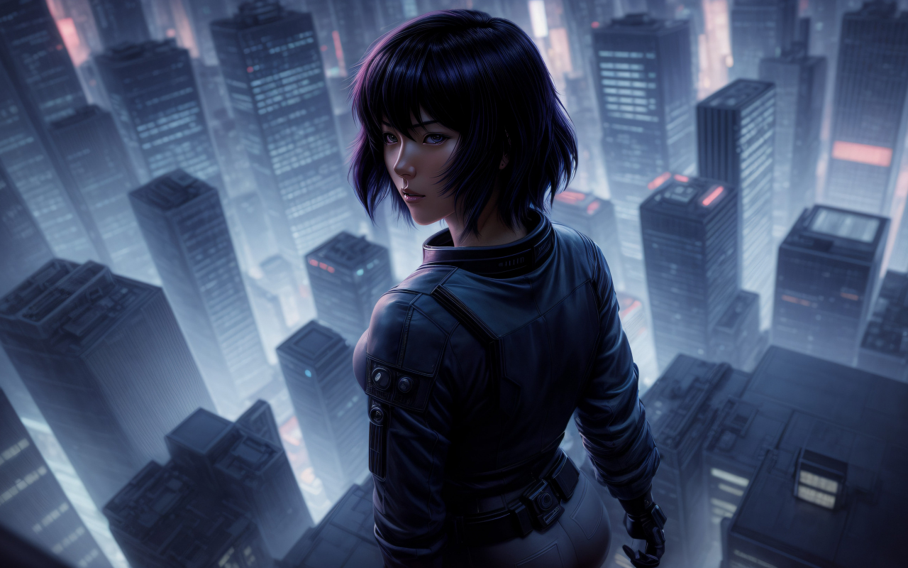 Beautiful girl, Ghost in the Shell, anime art, 1280x800 wallpaper