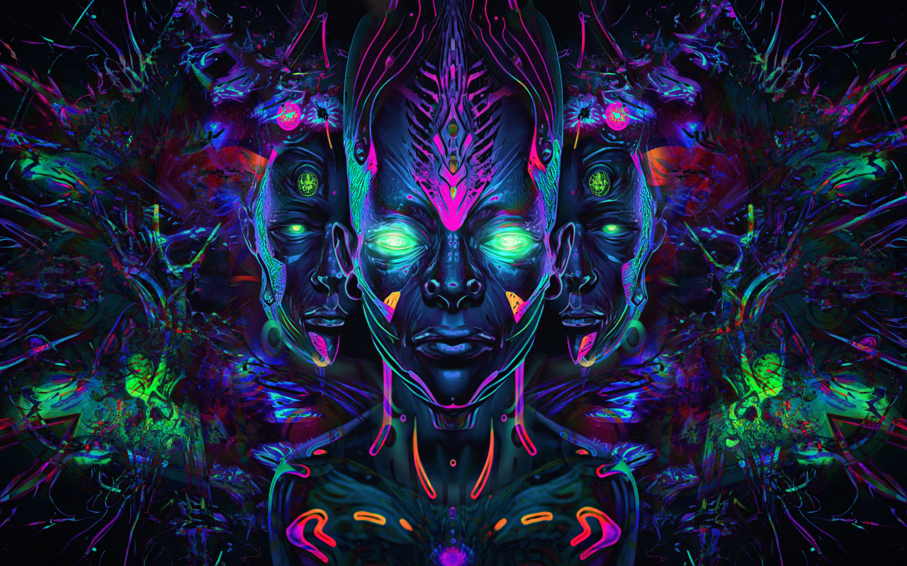 Psychedelic art, abstract, dark, 1280x800 wallpaper