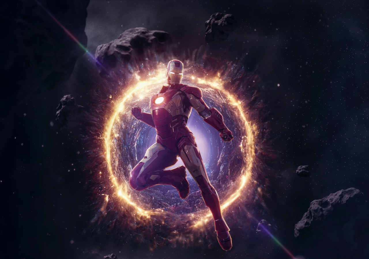 Iron man through the wormhole, space, 1280x900 wallpaper