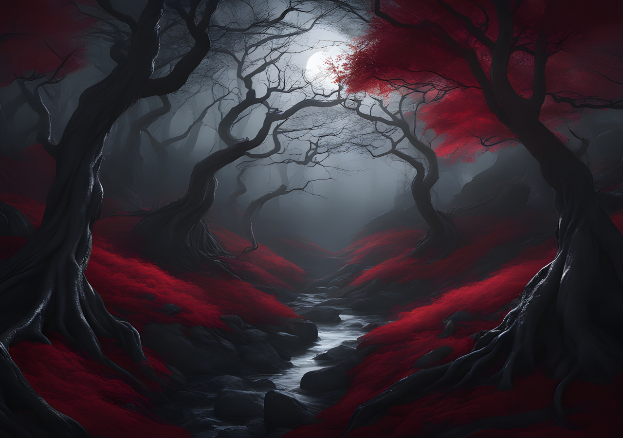 Dark forest, night with full moon, mystic world, 1280x900 wallpaper