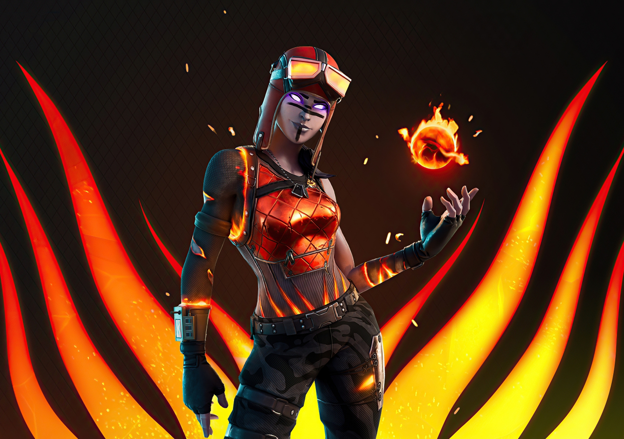 Download Wallpaper 1280x900 Blaze Character Skin, Fortnite, Fire Ball ...