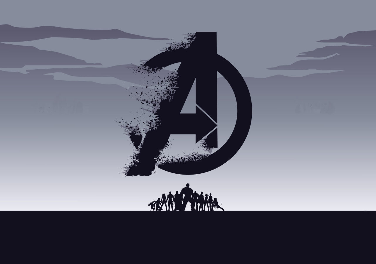 2019 movie, Avengers: Endgame, minimal, silhouette, art, 1280x900 wallpaper