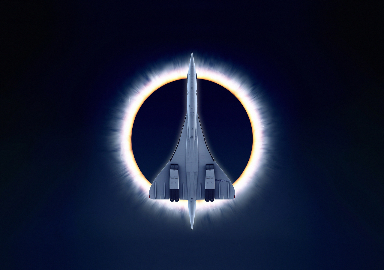 Concorde Carre, eclipse, airplane, moon, aircraft, 1280x900 wallpaper