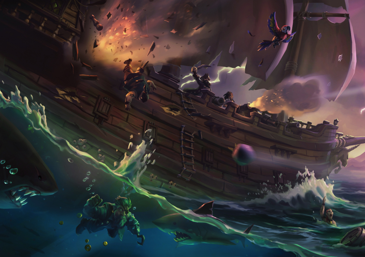 Sea of thieves, ship, pirates, video game, 1280x900 wallpaper
