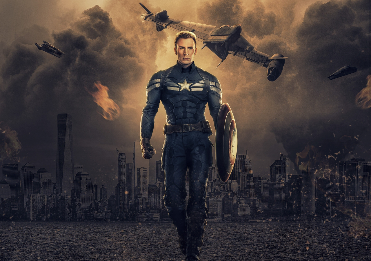 Captain America, Chris Evans, Marvel comics, art, 1280x900 wallpaper