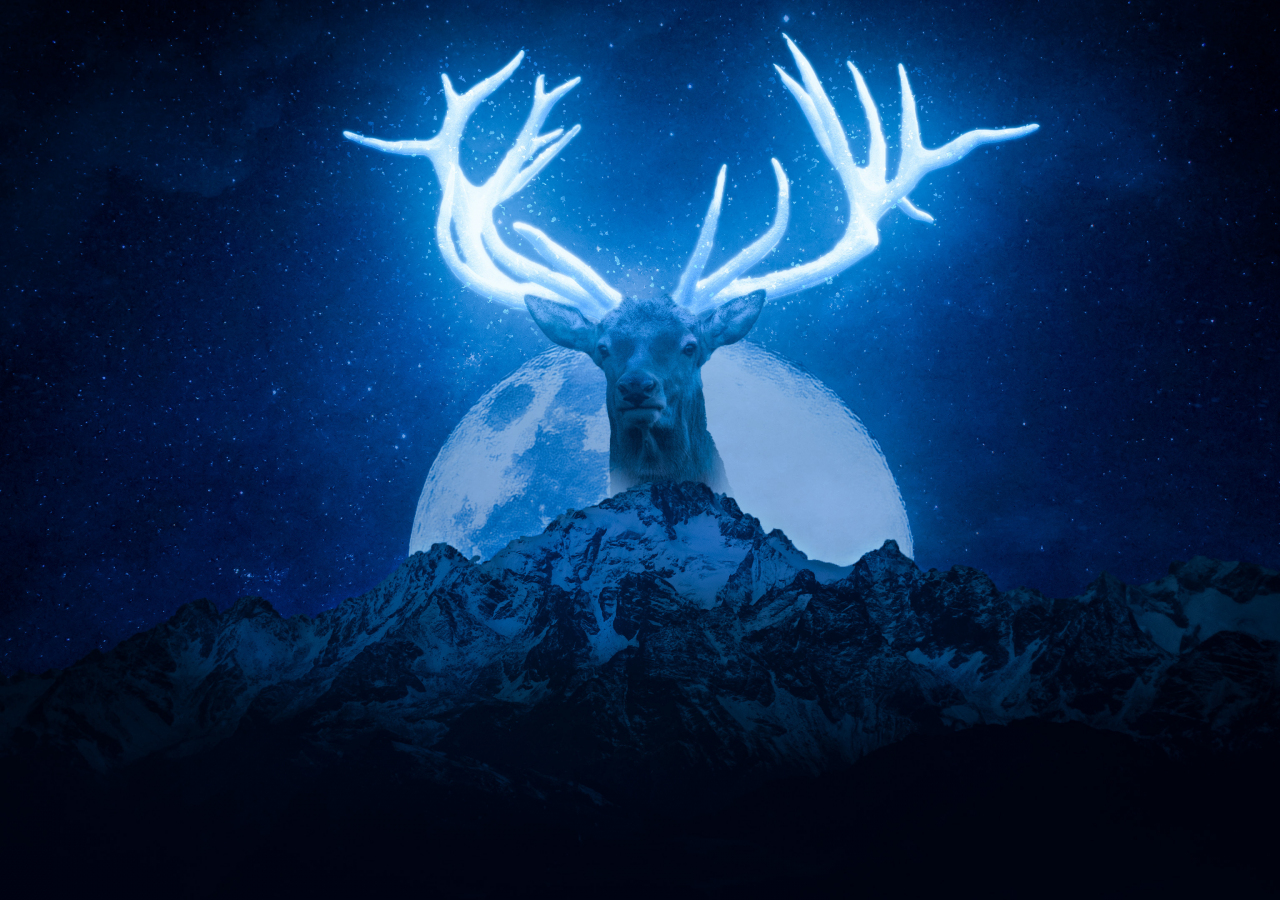 Deer horns, glowing horns, art, 1280x900 wallpaper