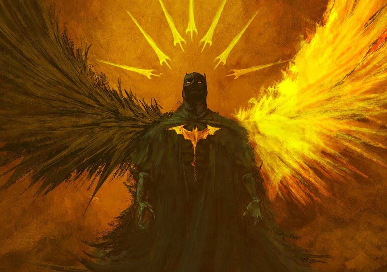 Batman, angel, wings of darkness and good, art, 1280x900 wallpaper