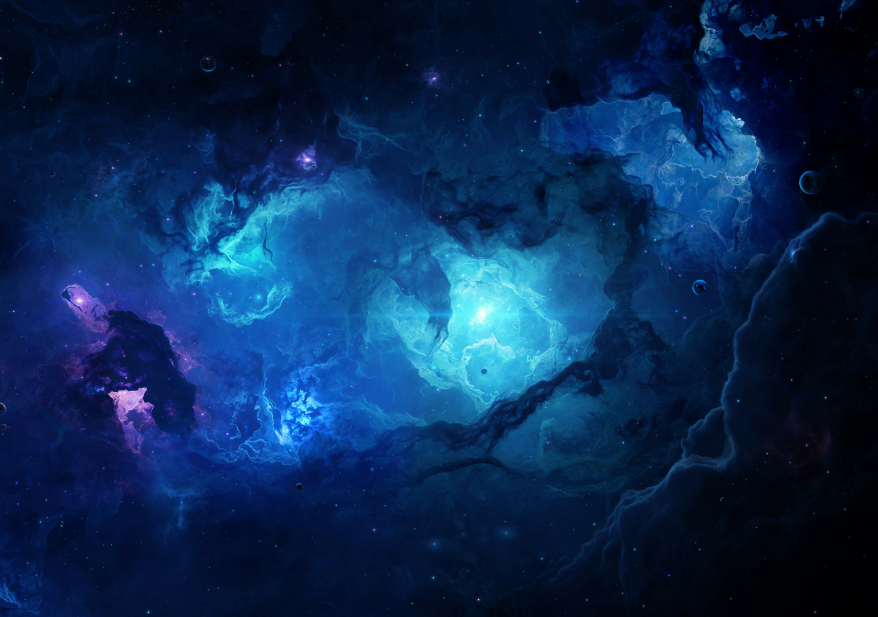 Blue space clouds, space, nebula, cosmic art, 1280x900 wallpaper