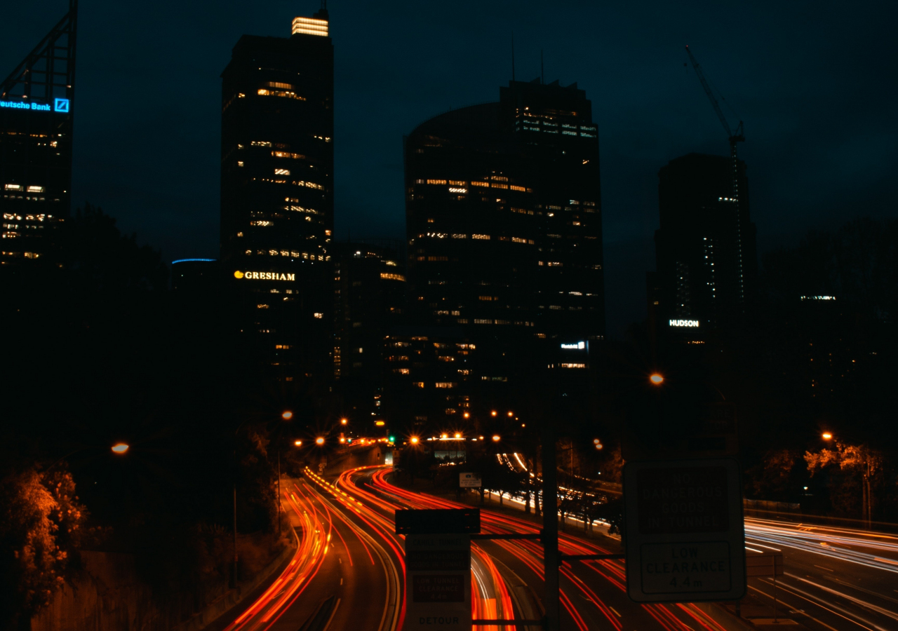 Dark, cityscape, highway, buildings, 1280x900 wallpaper