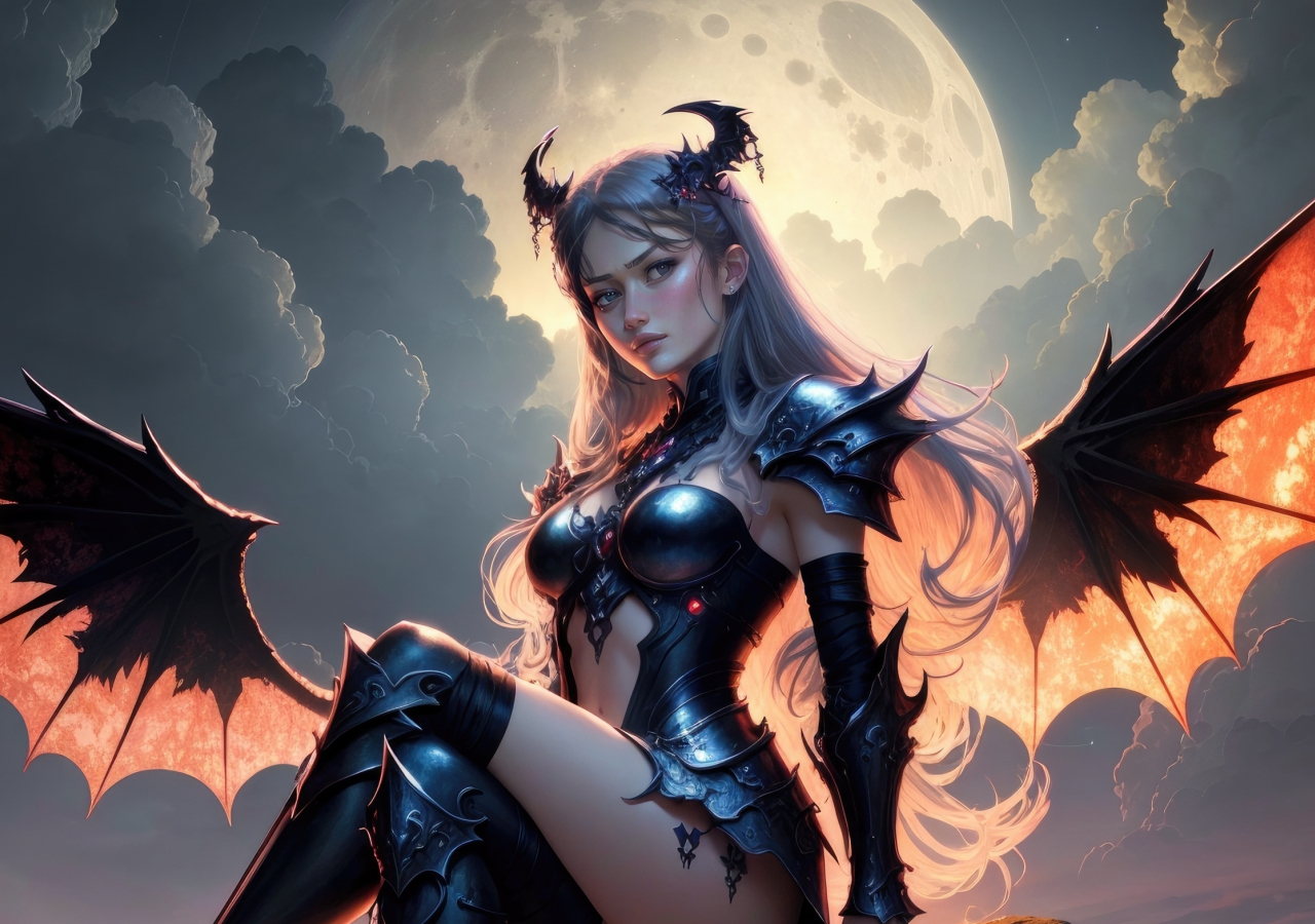 Evil Girl with wings, beautiful angel, art, 1280x900 wallpaper