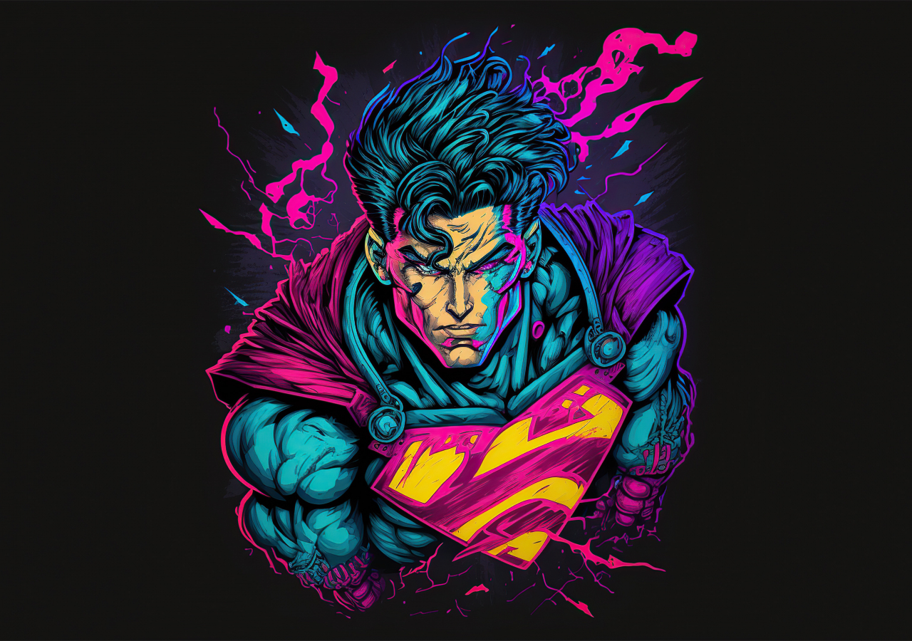 Retrofied Superman, powerful man, dark, artwork, 1280x900 wallpaper