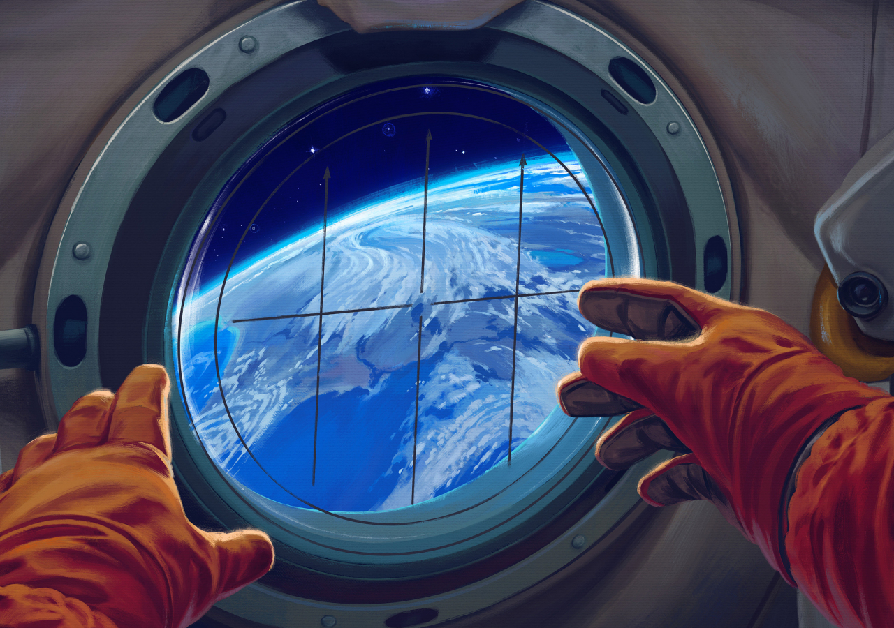 Spacecraft window, astronaut, 1280x900 wallpaper