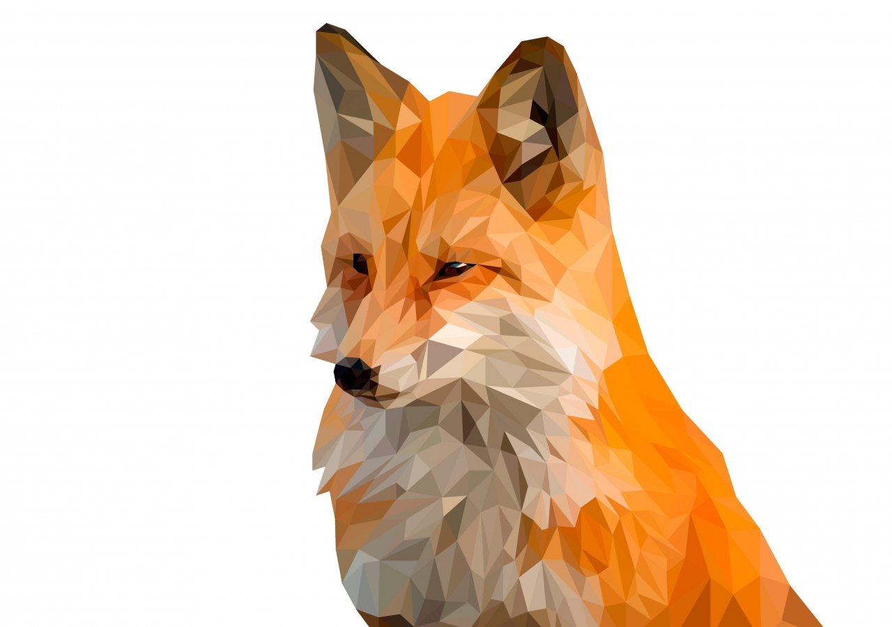 Fox, muzzle, digital art, low poly, 1280x900 wallpaper