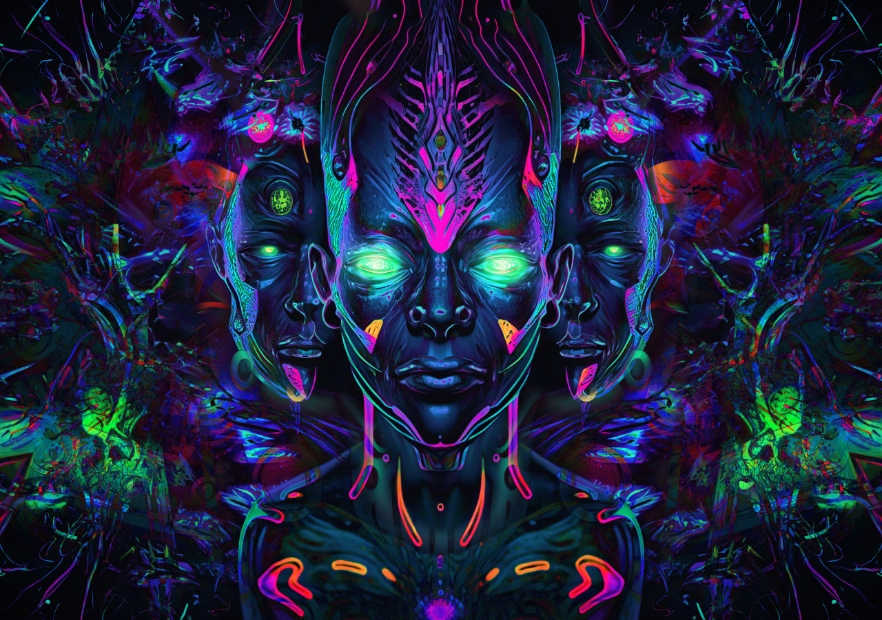 Psychedelic art, abstract, dark, 1280x900 wallpaper