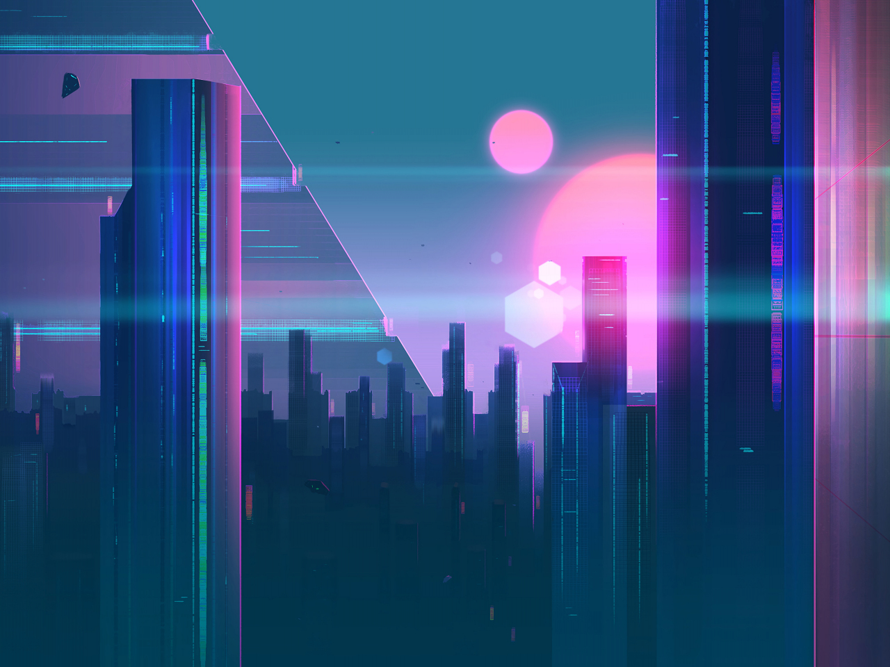 Cyberpunk, city, cityscape, art, 1280x960 wallpaper